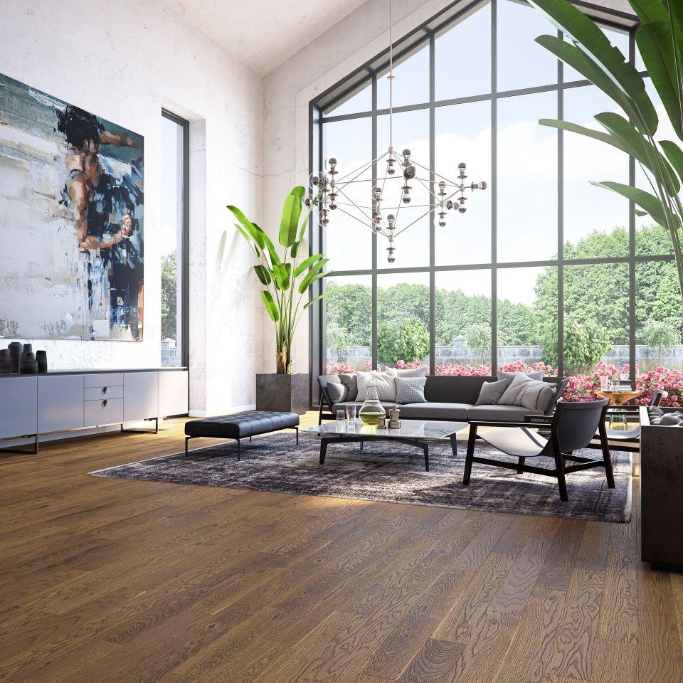 Dark Free sample of Brushed  matt lacquered engineered wood board