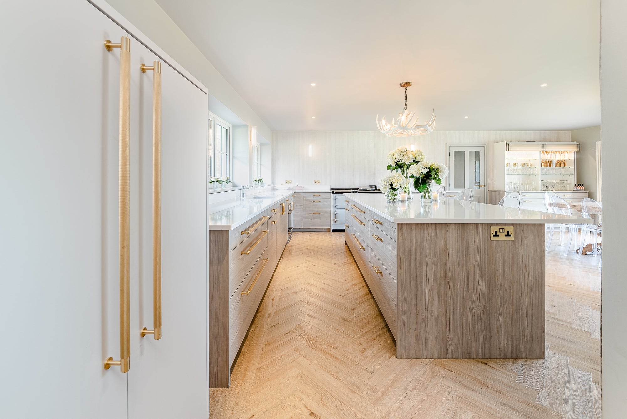 Pastel Blanc Glue Down herringbone luxury vinyl flooring from our Herringbone collection
